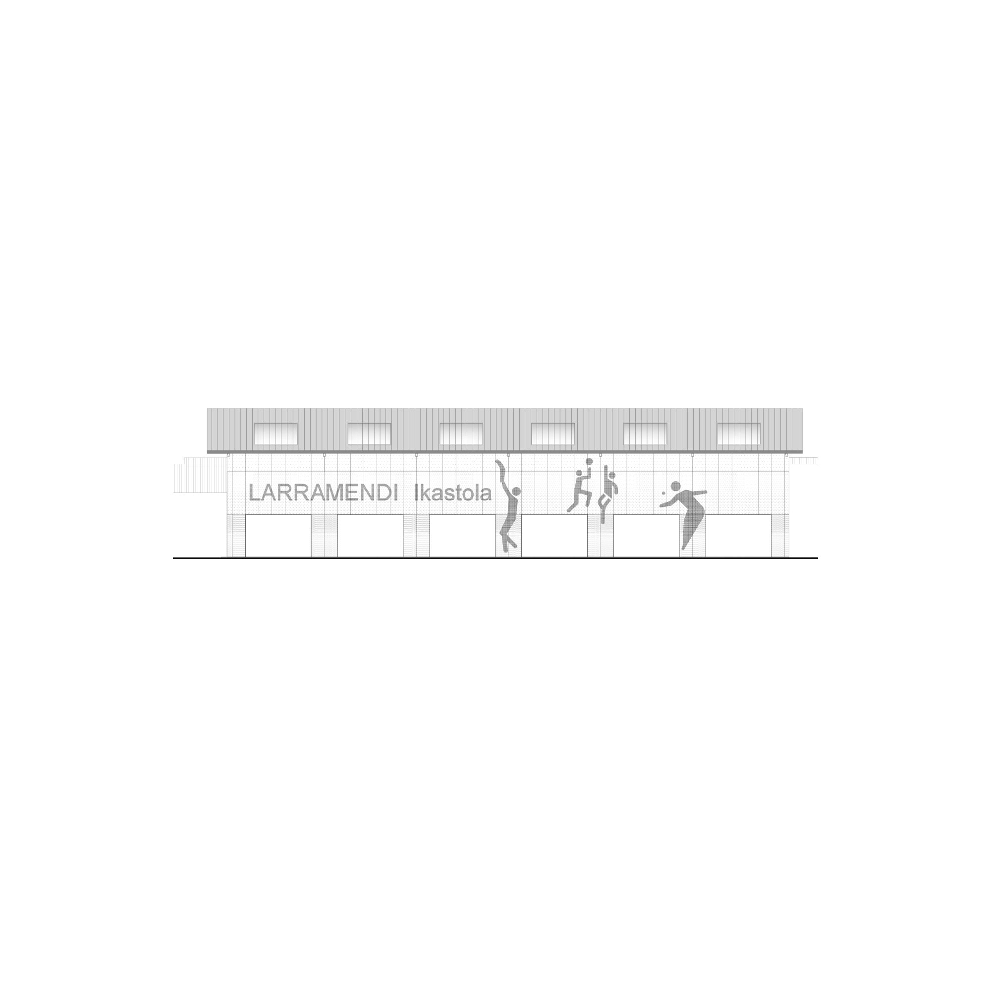 Plano del proyecto Larramendi Ikastola: nueva envolvente del polideportivo de Larramendi Ikastola en Mungia