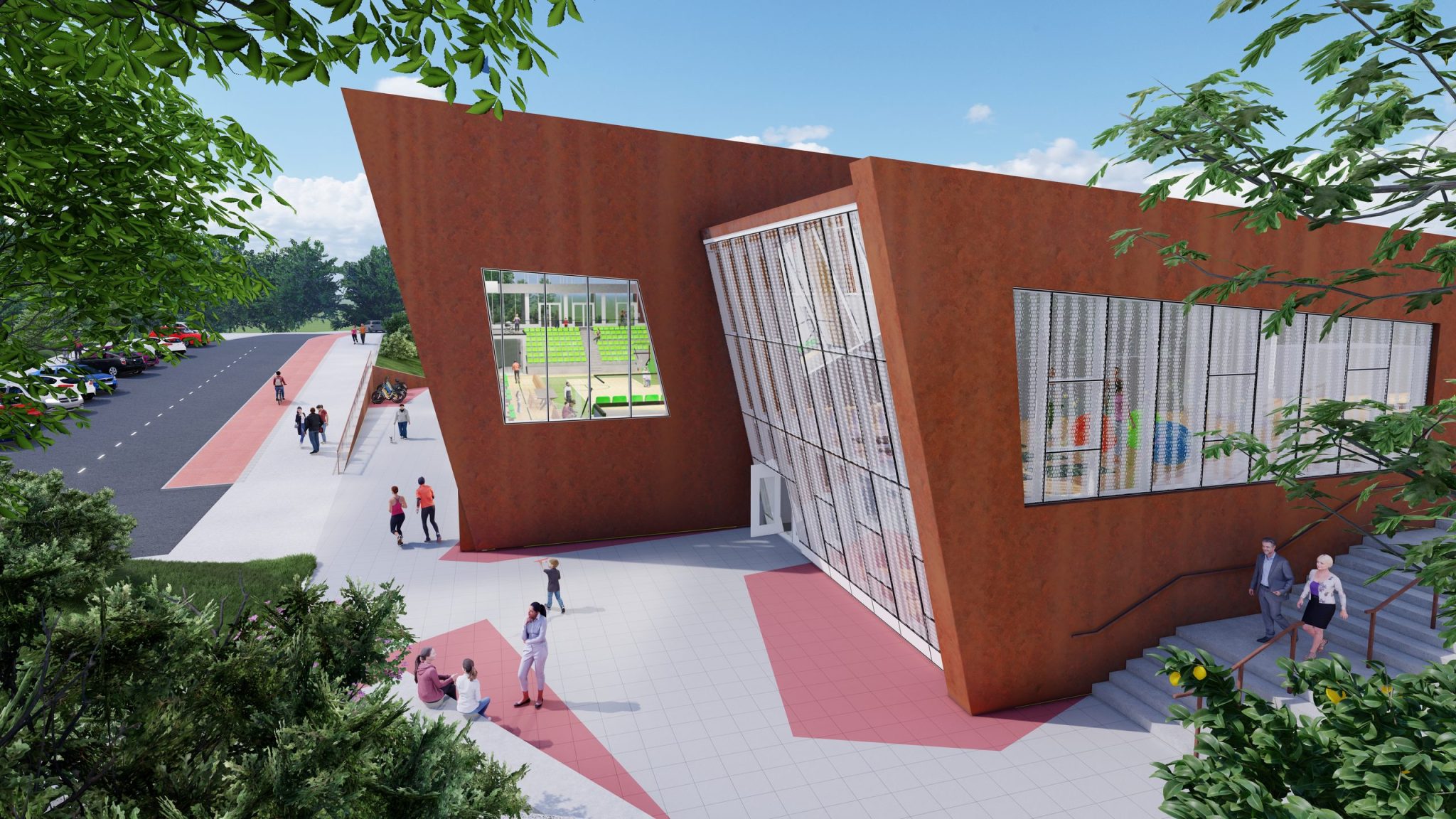 Polideportivo Urgozo: polideportivo integrado en la topografía en Amorebieta