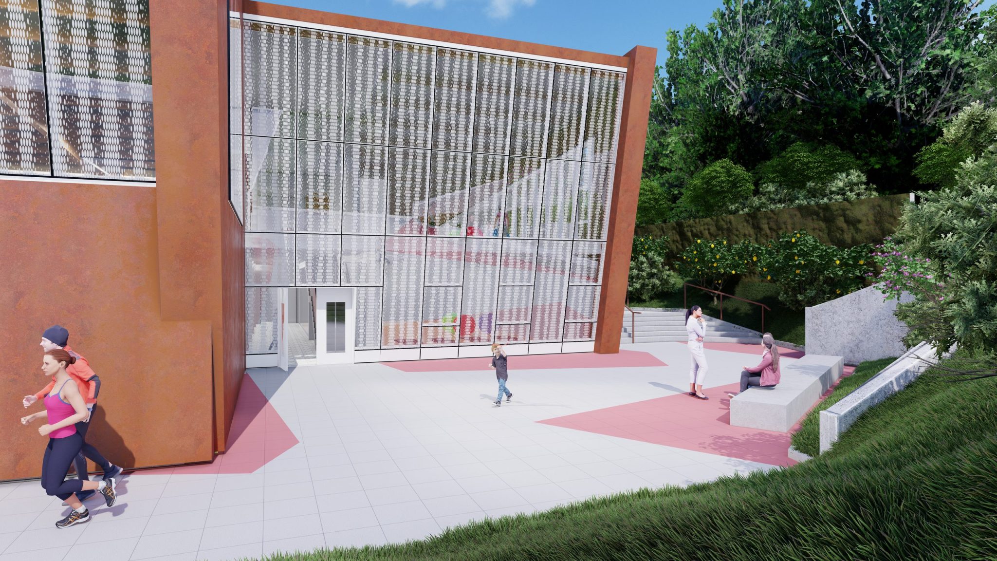 Polideportivo Urgozo: polideportivo integrado en la topografía en Amorebieta