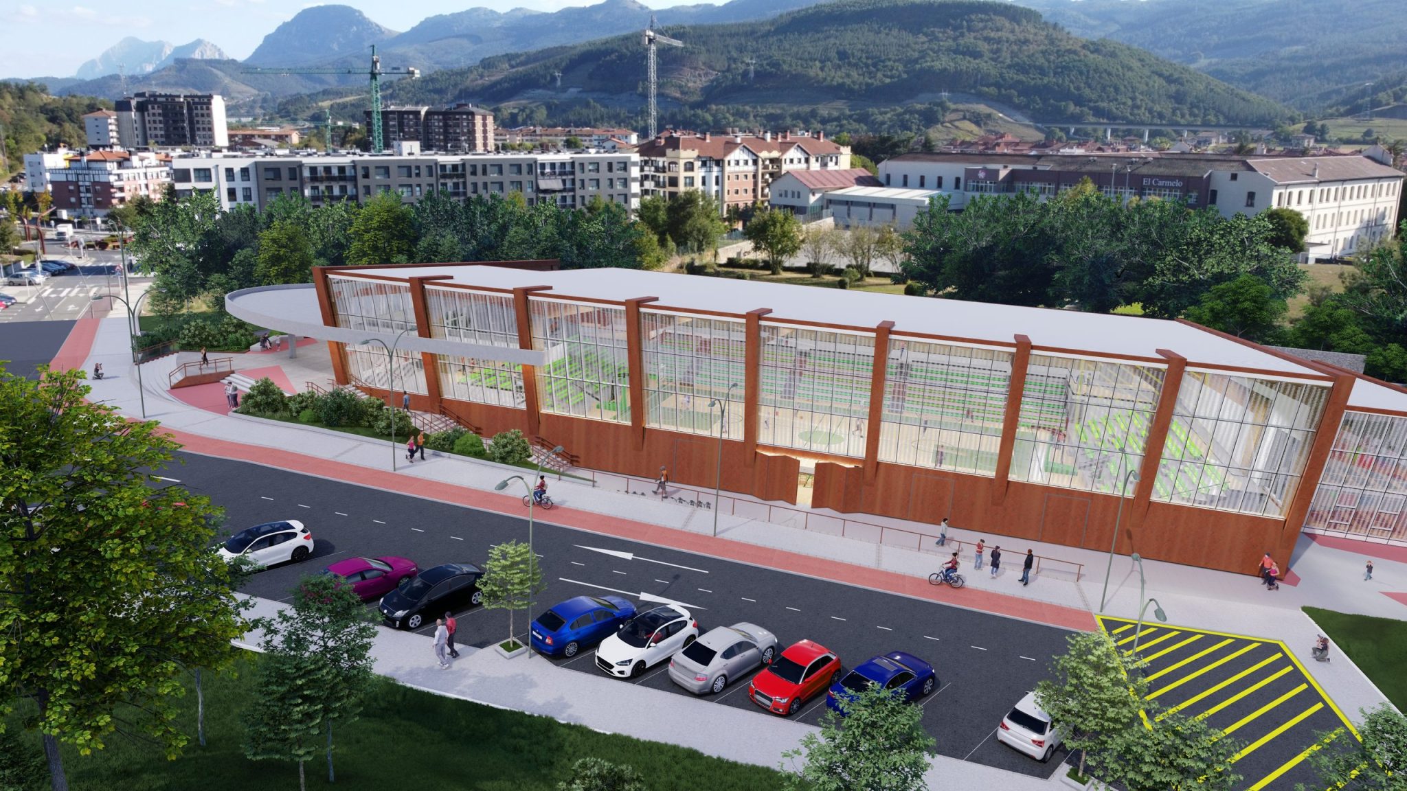 Polideportivo Urgozo: polideportivo integrado en la topografía en Amorebieta