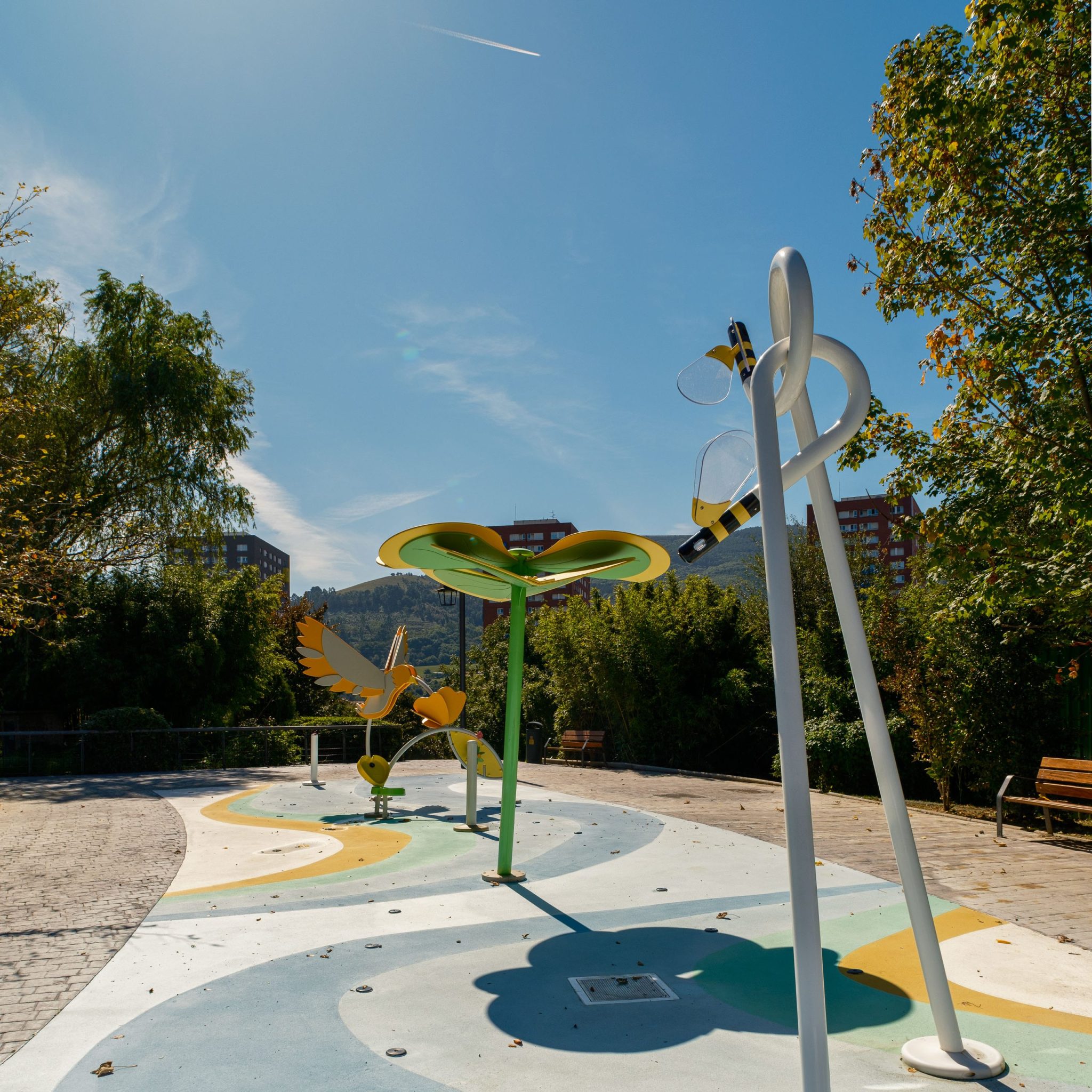 Parque infantil y Splash Park: parque infantil y splash park del Jardín Botánico de Barakaldo